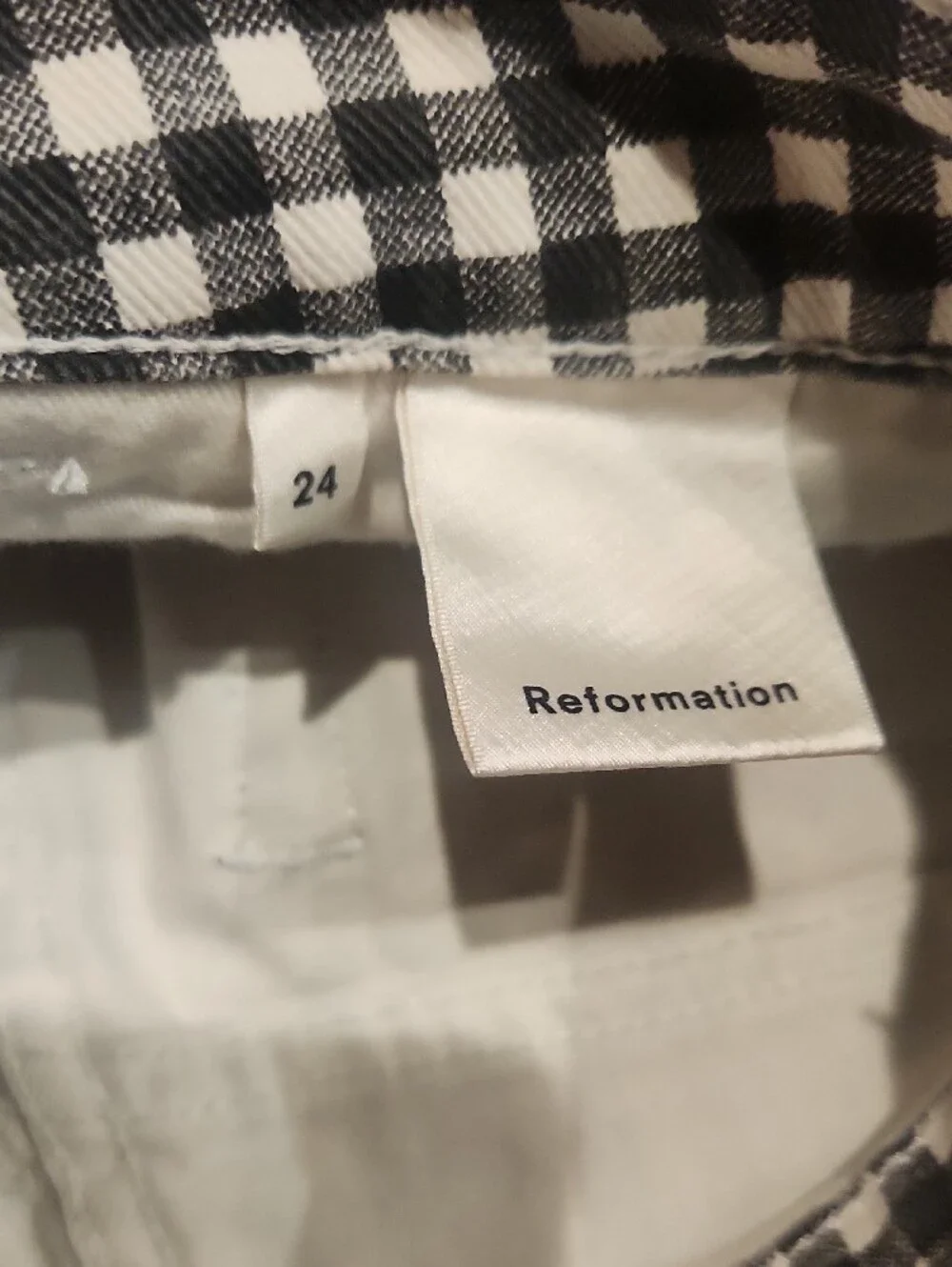 Reformation Black and White Gingham Button-Front Mini Skirt